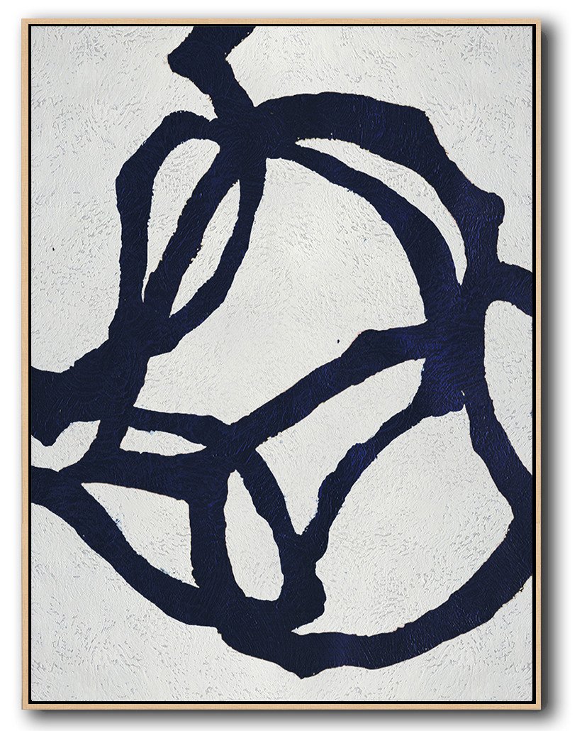 Oversized Canvas Art On Canvas,Navy Blue Abstract Painting Online,Modern Art Abstract Painting